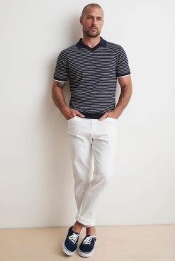 Velvet By Graham & Spencer LEON STRIPED POLO Mens 4 Velvet By Graham & Spencer LEON STRIPED POLO Mens