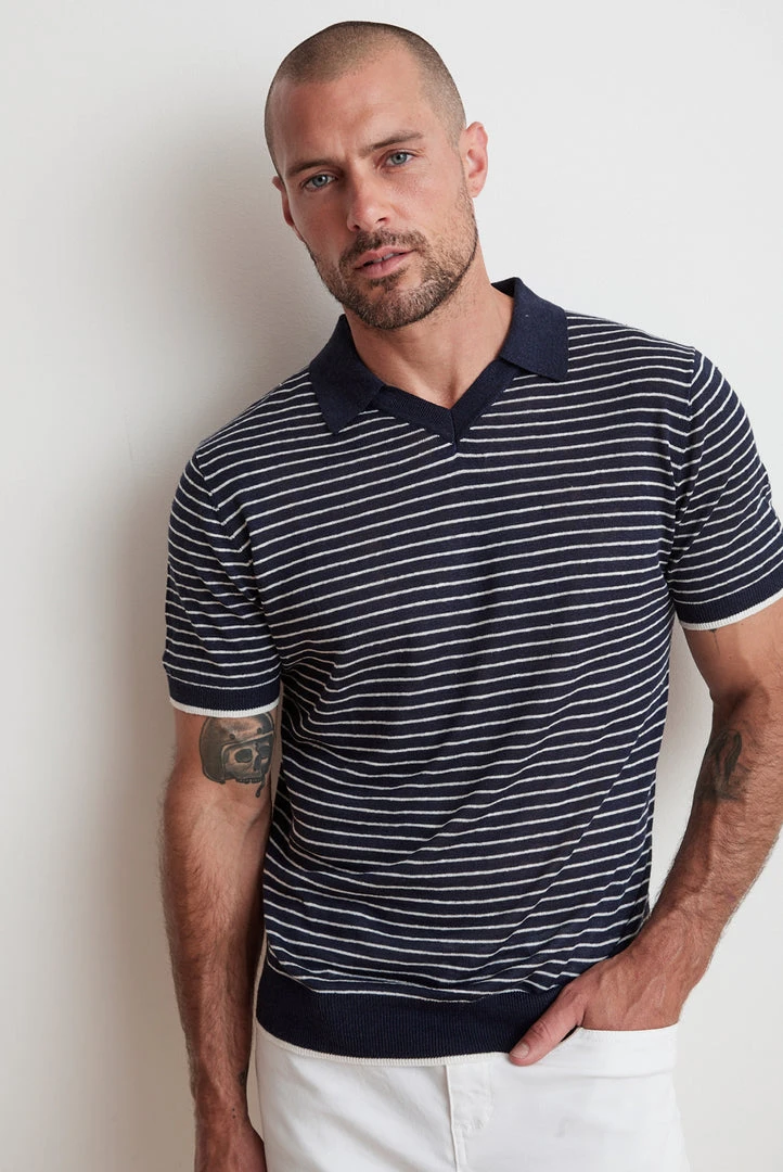 Velvet By Graham & Spencer LEON STRIPED POLO Mens 1 Velvet By Graham & Spencer LEON STRIPED POLO Mens