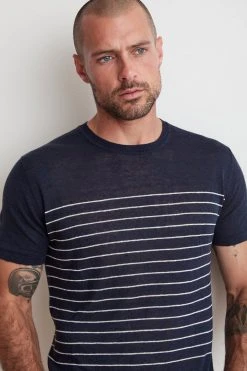 Velvet By Graham & Spencer Mens VANCE STRIPE KNIT SHIRT