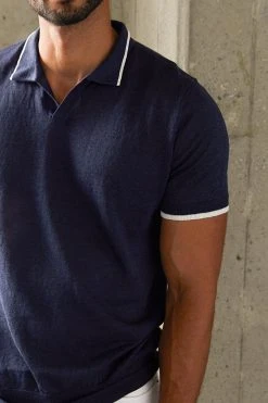 Velvet By Graham & Spencer GORDON LINEN BLEND POLO Mens