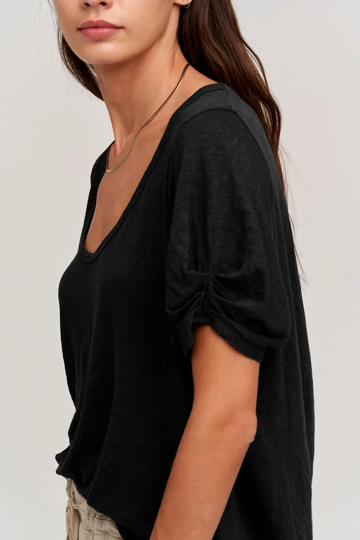 Velvet By Graham & Spencer BELLA LINEN BLEND TEE Womens 2 Velvet By Graham & Spencer BELLA LINEN BLEND TEE Womens