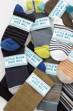 STRIPED SHORT CREW SOCK BY LITTLE RIVER SOCK MILL 5 STRIPED SHORT CREW SOCK BY LITTLE RIVER SOCK MILL