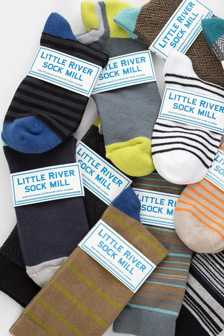 STRIPED SHORT CREW SOCK BY LITTLE RIVER SOCK MILL 3 STRIPED SHORT CREW SOCK BY LITTLE RIVER SOCK MILL