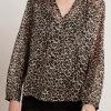 Velvet By Graham & Spencer PEYTON LEOPARD LUREX LONG SLEEVE BLOUSE Womens