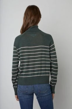 Velvet By Graham & Spencer ZOE STRIPED TURTLENECK SWEATER