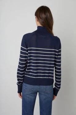 Velvet By Graham & Spencer ZOE STRIPED TURTLENECK SWEATER