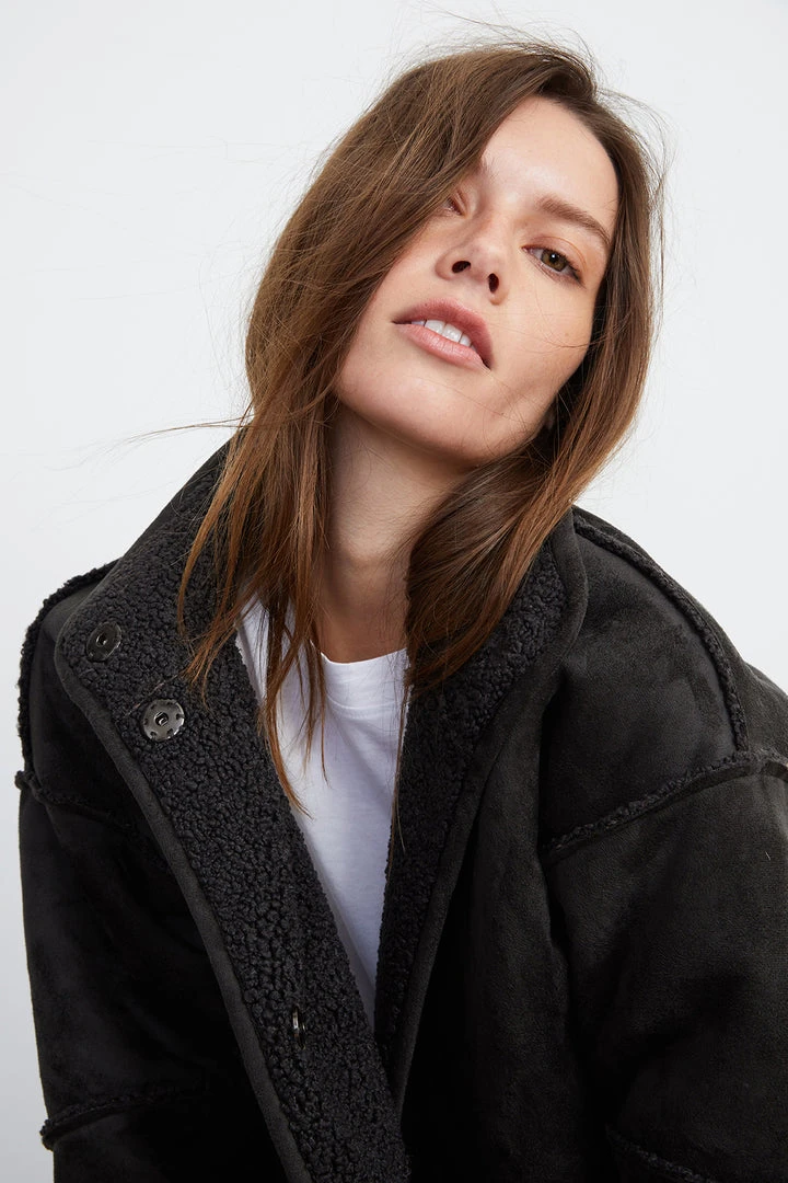 Velvet By Graham & Spencer Womens ALBANY REVERSIBLE LUX SHERPA COAT 10 Velvet By Graham & Spencer Womens ALBANY REVERSIBLE LUX SHERPA COAT