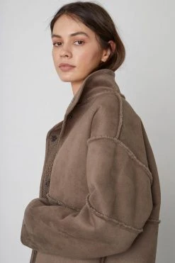 Velvet By Graham & Spencer Womens ALBANY REVERSIBLE LUX SHERPA COAT 60 Velvet By Graham & Spencer Womens ALBANY REVERSIBLE LUX SHERPA COAT