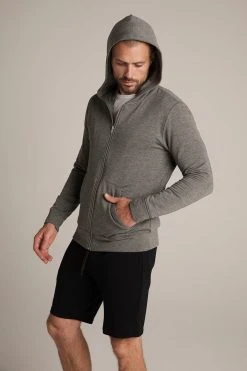 Velvet By Graham & Spencer RODAN CHARCOAL LUXE FLEECE ZIP HOODIE Mens 9 Velvet By Graham & Spencer RODAN CHARCOAL LUXE FLEECE ZIP HOODIE Mens