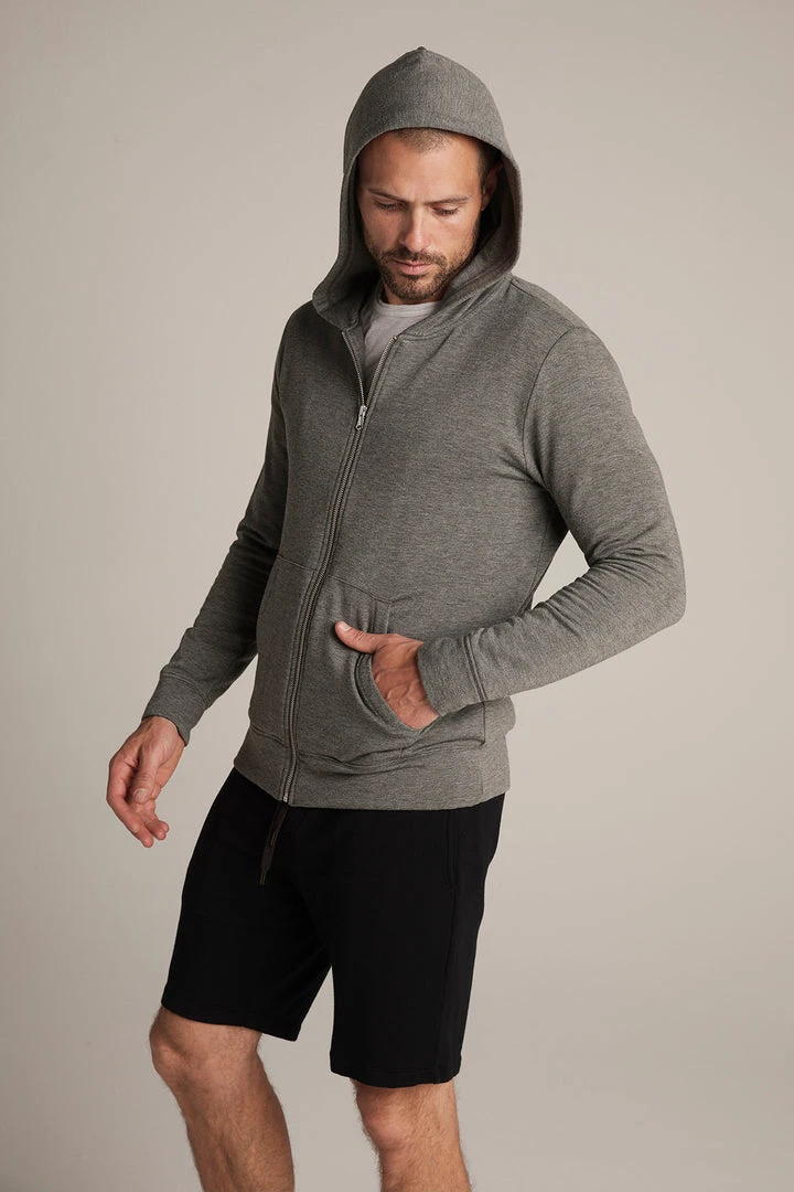 Velvet By Graham & Spencer RODAN CHARCOAL LUXE FLEECE ZIP HOODIE Mens 4 Velvet By Graham & Spencer RODAN CHARCOAL LUXE FLEECE ZIP HOODIE Mens