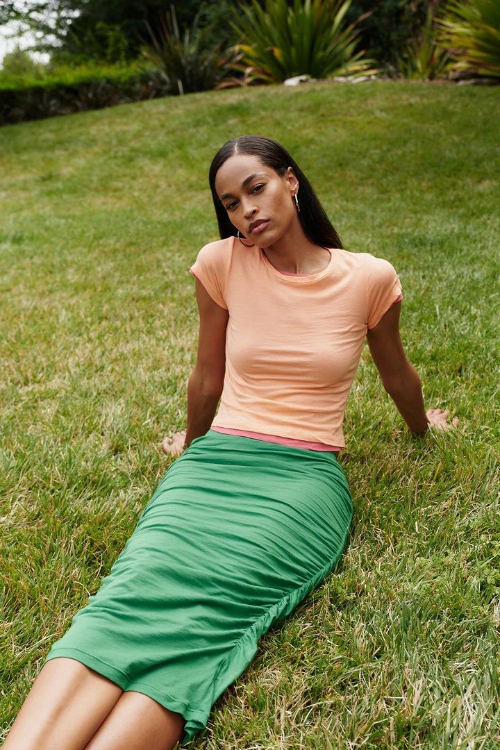 Velvet By Graham & Spencer LISA SHIRRED SEAM SKIRT 1 Velvet By Graham & Spencer LISA SHIRRED SEAM SKIRT