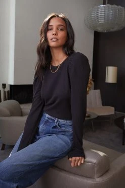 Velvet By Graham & Spencer Womens PEGGY PUFF SLEEVE SWEATSHIRT