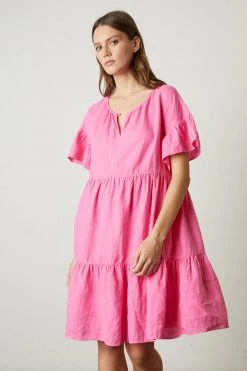 Velvet By Graham & Spencer NOOR LINEN TIERED DRESS Womens 18 Velvet By Graham & Spencer NOOR LINEN TIERED DRESS Womens