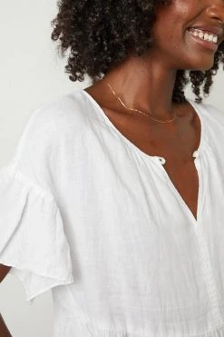 Velvet By Graham & Spencer NOOR LINEN TIERED DRESS Womens 16 Velvet By Graham & Spencer NOOR LINEN TIERED DRESS Womens