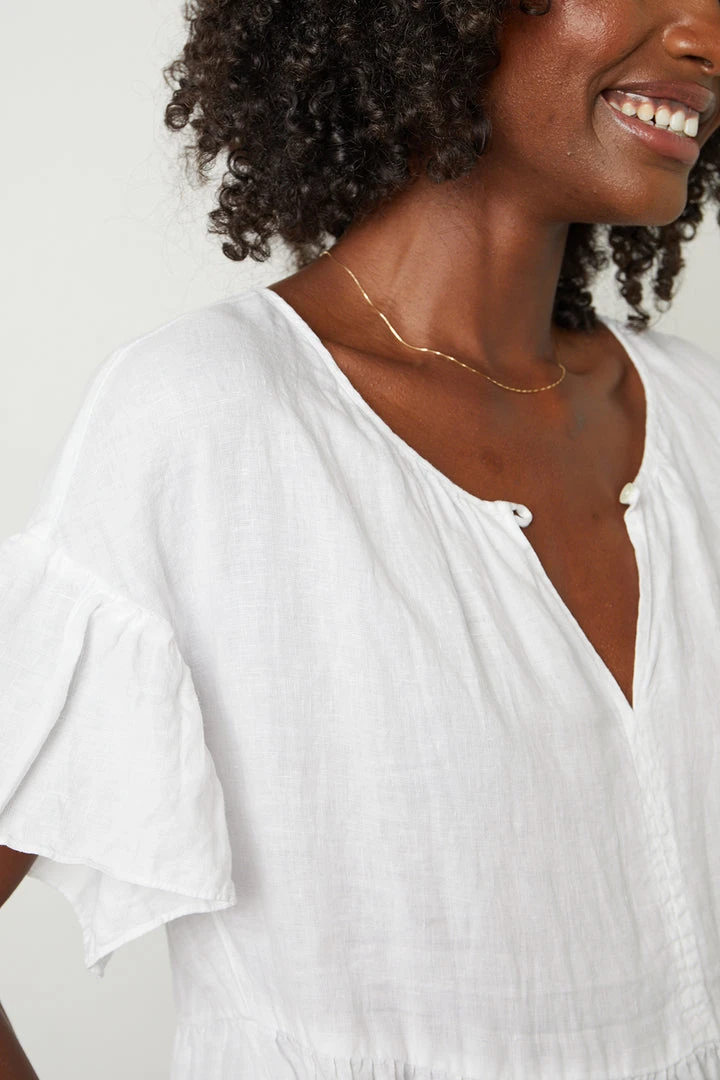 Velvet By Graham & Spencer NOOR LINEN TIERED DRESS Womens 5 Velvet By Graham & Spencer NOOR LINEN TIERED DRESS Womens