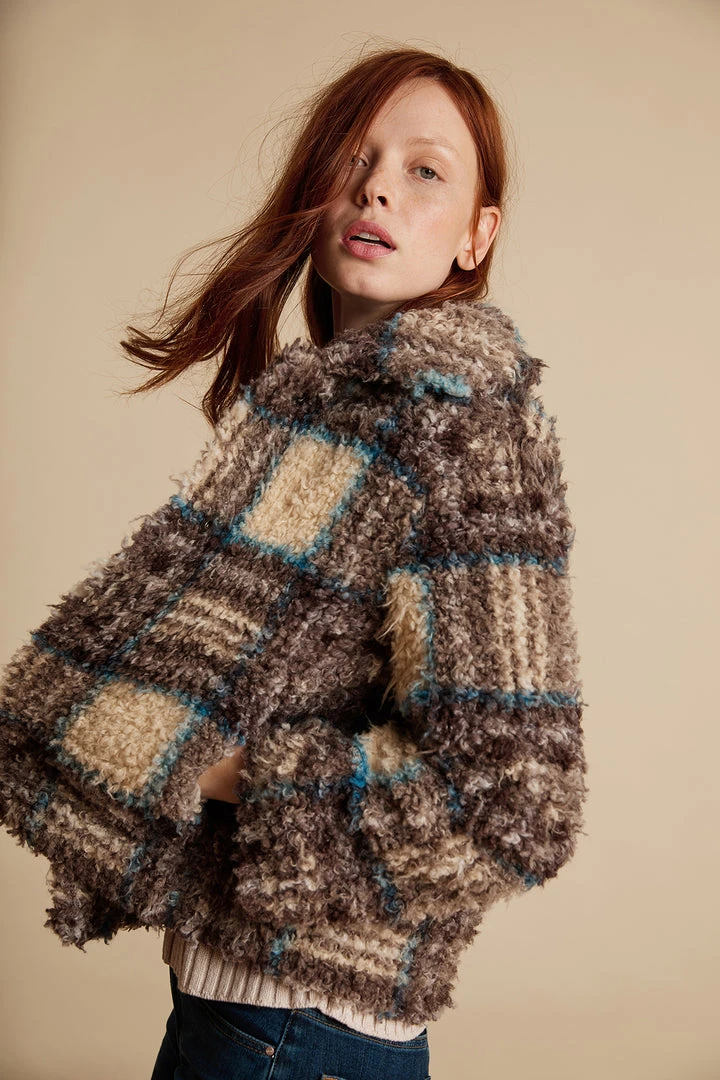 Velvet By Graham & Spencer Womens ERICA PLAID FAUX SHERPA JACKET 1 Velvet By Graham & Spencer Womens ERICA PLAID FAUX SHERPA JACKET