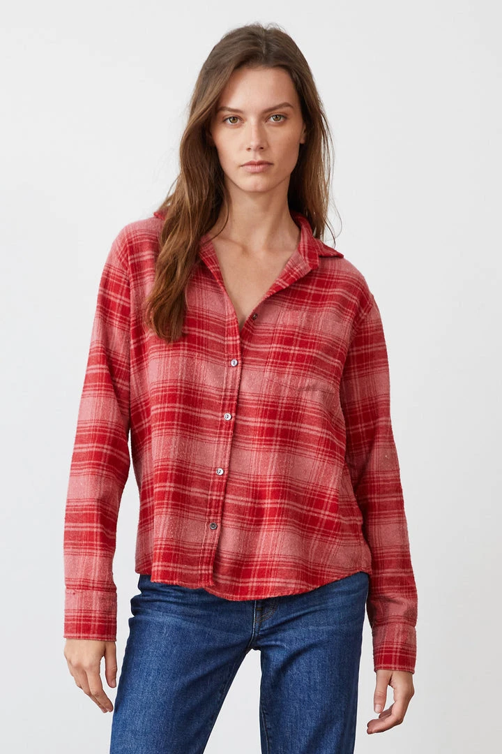 Velvet By Graham & Spencer Womens RUZ PLAID BUTTON-UP SHIRT 2 Velvet By Graham & Spencer Womens RUZ PLAID BUTTON-UP SHIRT