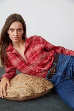 Velvet By Graham & Spencer Womens RUZ PLAID BUTTON-UP SHIRT 10 Velvet By Graham & Spencer Womens RUZ PLAID BUTTON-UP SHIRT