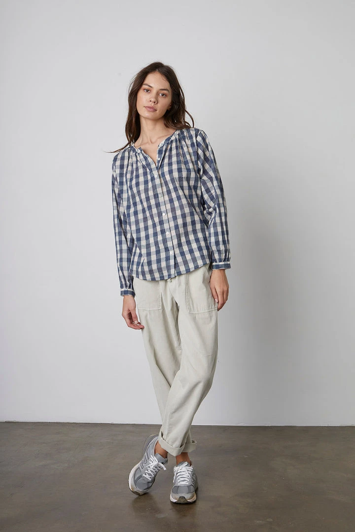 Velvet By Graham & Spencer SHIREEN PRINTED GINGHAM BUTTON-UP BLOUSE 7 Velvet By Graham & Spencer SHIREEN PRINTED GINGHAM BUTTON-UP BLOUSE