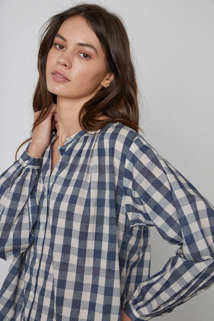Velvet By Graham & Spencer SHIREEN PRINTED GINGHAM BUTTON-UP BLOUSE 6 Velvet By Graham & Spencer SHIREEN PRINTED GINGHAM BUTTON-UP BLOUSE