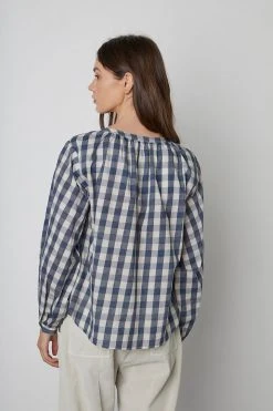 Velvet By Graham & Spencer SHIREEN PRINTED GINGHAM BUTTON-UP BLOUSE 19 Velvet By Graham & Spencer SHIREEN PRINTED GINGHAM BUTTON-UP BLOUSE