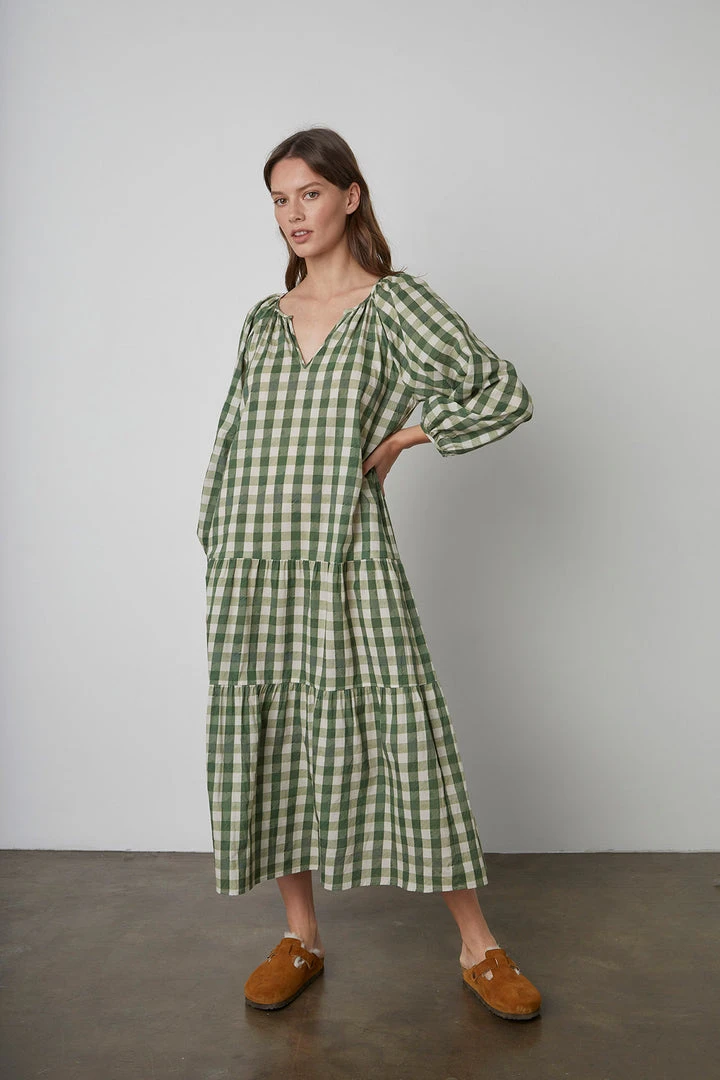Velvet By Graham & Spencer Womens TRISH PRINTED GINGHAM DRESS 2 Velvet By Graham & Spencer Womens TRISH PRINTED GINGHAM DRESS