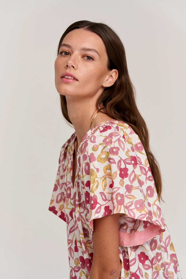 Velvet By Graham & Spencer JUNO PRINTED COTTON CAMBRIC TOP Womens 6 Velvet By Graham & Spencer JUNO PRINTED COTTON CAMBRIC TOP Womens