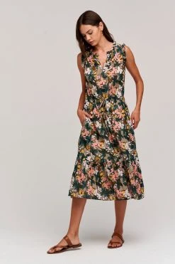 Velvet By Graham & Spencer Womens MORGAN PRINTED MIDI DRESS