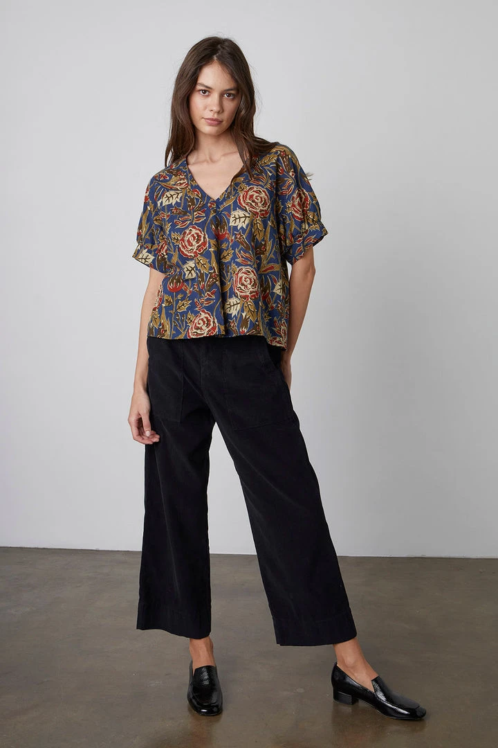 Velvet By Graham & Spencer LENA PRINTED COTTON BLOUSE Womens 2 Velvet By Graham & Spencer LENA PRINTED COTTON BLOUSE Womens