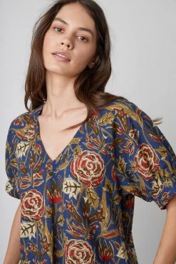 Velvet By Graham & Spencer LENA PRINTED COTTON BLOUSE Womens 11 Velvet By Graham & Spencer LENA PRINTED COTTON BLOUSE Womens