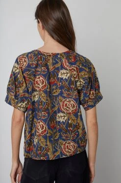 Velvet By Graham & Spencer LENA PRINTED COTTON BLOUSE Womens 10 Velvet By Graham & Spencer LENA PRINTED COTTON BLOUSE Womens