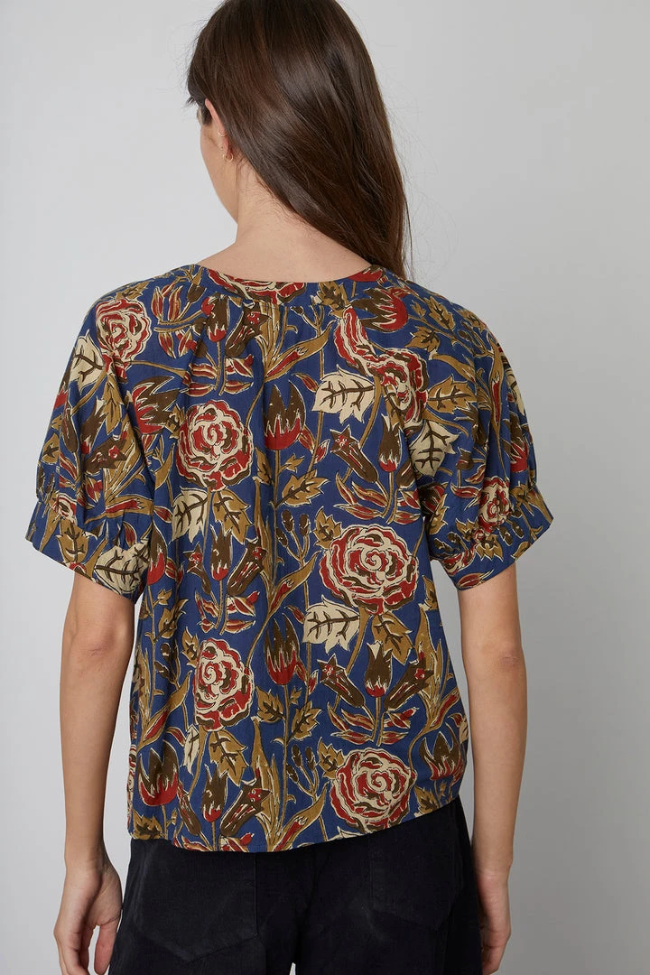 Velvet By Graham & Spencer LENA PRINTED COTTON BLOUSE Womens 5 Velvet By Graham & Spencer LENA PRINTED COTTON BLOUSE Womens
