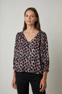 Velvet By Graham & Spencer Womens HADLEE PRINTED BLOUSE 14 Velvet By Graham & Spencer Womens HADLEE PRINTED BLOUSE