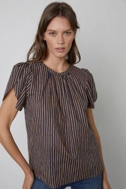 Velvet By Graham & Spencer Womens VIENNA STRIPED TOP