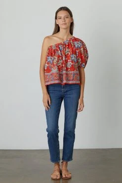 Velvet By Graham & Spencer DIANA ONE SHOULDER PRINTED TOP Womens