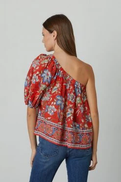 Velvet By Graham & Spencer DIANA ONE SHOULDER PRINTED TOP Womens 7 Velvet By Graham & Spencer DIANA ONE SHOULDER PRINTED TOP Womens