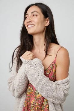 Velvet By Graham & Spencer JAZ TEXTURED TAPE YARN CARDIGAN Womens 23 Velvet By Graham & Spencer JAZ TEXTURED TAPE YARN CARDIGAN Womens