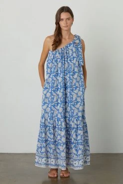 Velvet By Graham & Spencer JOANNA ONE SHOULDER PRINTED MAXI DRESS Womens 10 Velvet By Graham & Spencer JOANNA ONE SHOULDER PRINTED MAXI DRESS Womens