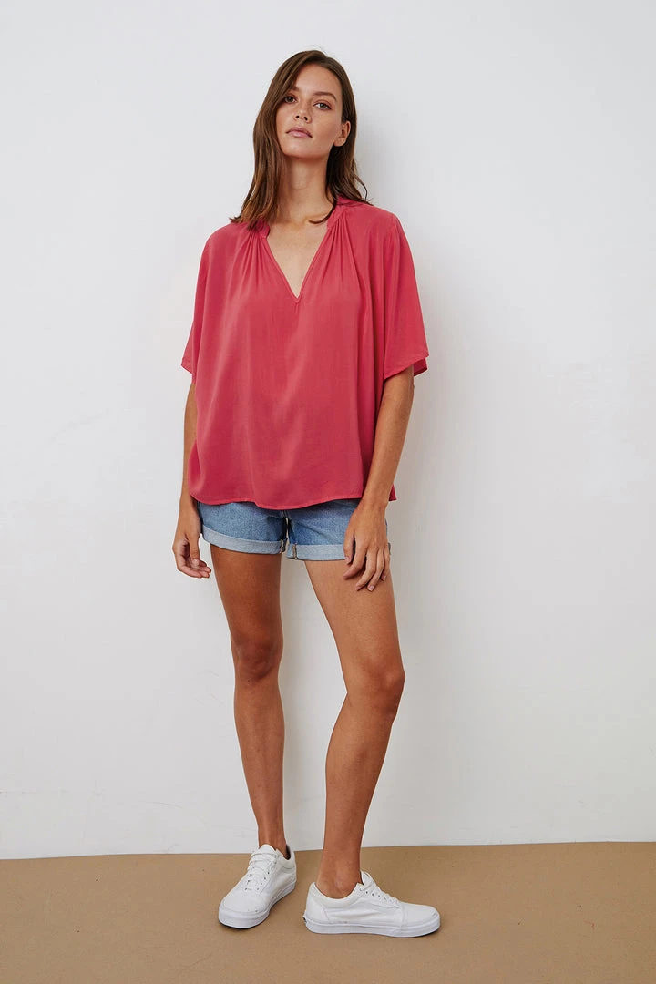 Velvet By Graham & Spencer Womens JAYCEE SPLIT NECK BLOUSE 2 Velvet By Graham & Spencer Womens JAYCEE SPLIT NECK BLOUSE