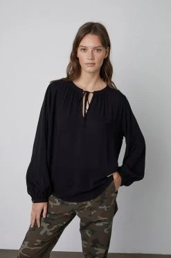 Velvet By Graham & Spencer SLOANE FRONT TIE BLOUSE