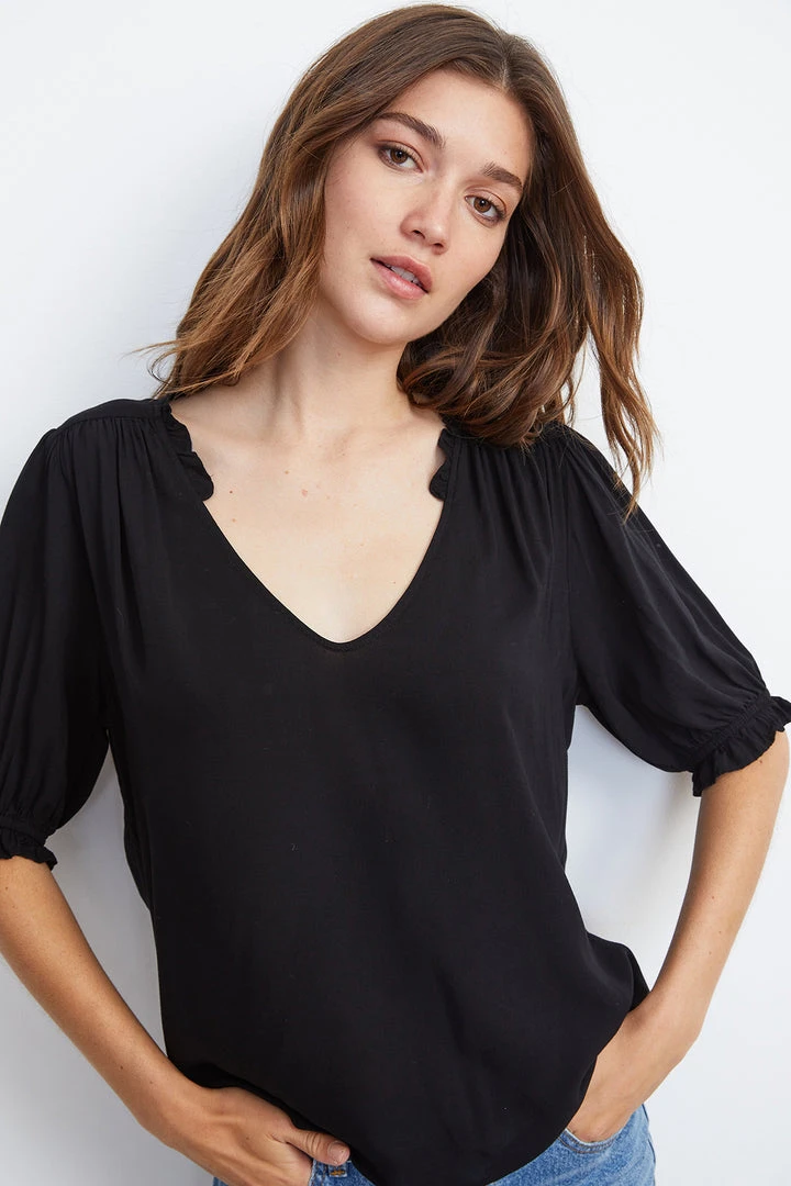 Velvet By Graham & Spencer Womens TRIXIE RUFFLED BLOUSE 10 Velvet By Graham & Spencer Womens TRIXIE RUFFLED BLOUSE