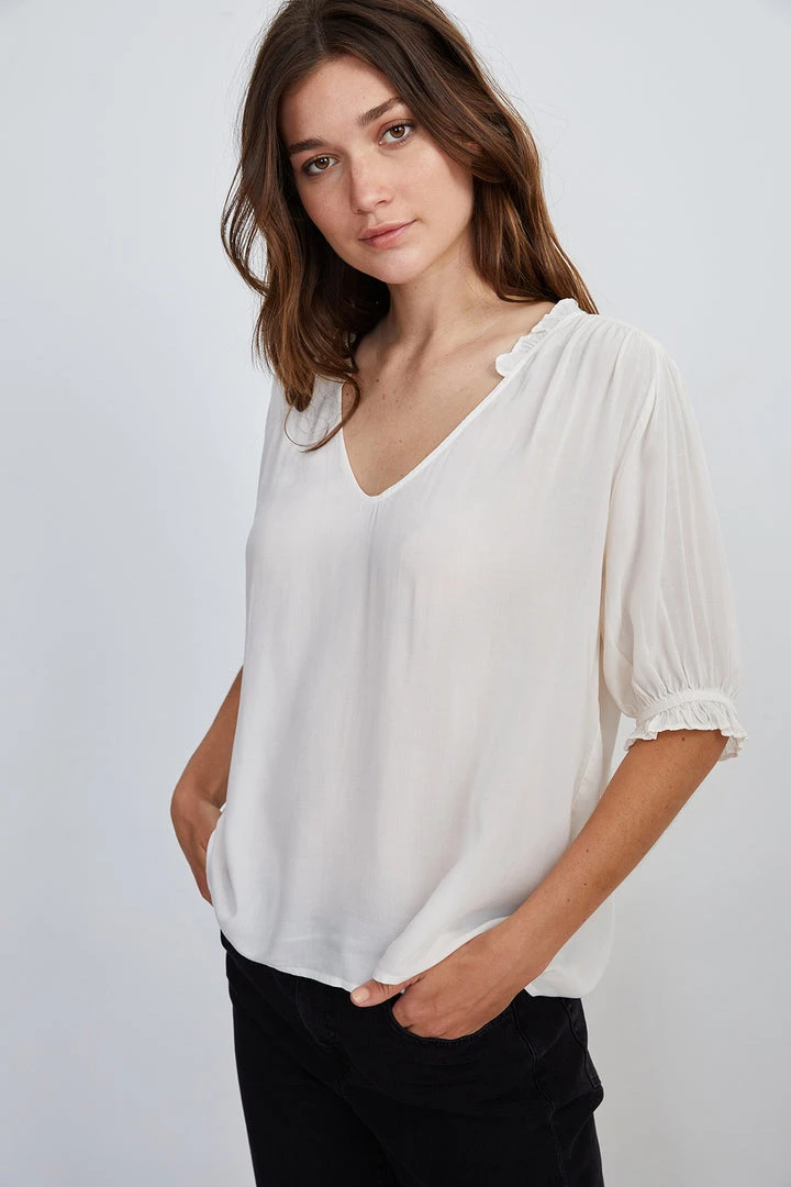 Velvet By Graham & Spencer Womens TRIXIE RUFFLED BLOUSE 1 Velvet By Graham & Spencer Womens TRIXIE RUFFLED BLOUSE