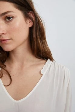 Velvet By Graham & Spencer Womens TRIXIE RUFFLED BLOUSE 14 Velvet By Graham & Spencer Womens TRIXIE RUFFLED BLOUSE