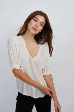 Velvet By Graham & Spencer Womens TRIXIE RUFFLED BLOUSE 13 Velvet By Graham & Spencer Womens TRIXIE RUFFLED BLOUSE