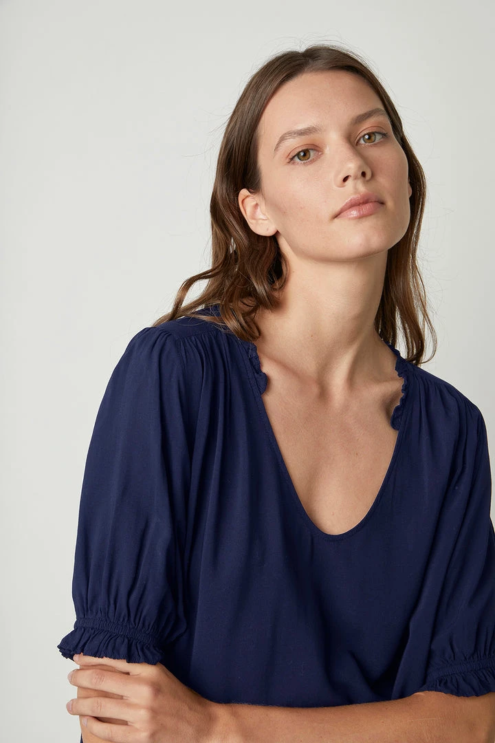 Velvet By Graham & Spencer Womens TRIXIE RUFFLED BLOUSE 5 Velvet By Graham & Spencer Womens TRIXIE RUFFLED BLOUSE