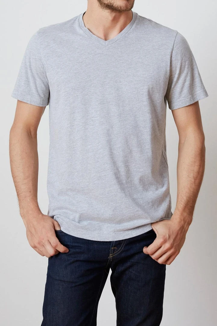 Velvet By Graham & Spencer SAMSEN HEATHER GREY WHISPER CLASSIC V-NECK TEE Mens 1 Velvet By Graham & Spencer SAMSEN HEATHER GREY WHISPER CLASSIC V-NECK TEE Mens