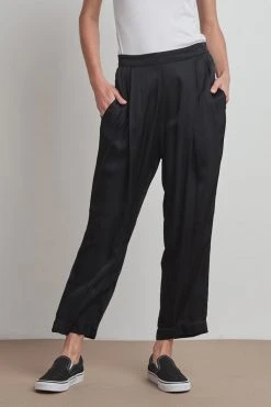 Velvet By Graham & Spencer HILLARY SATIN VISCOSE PLEATED PANT