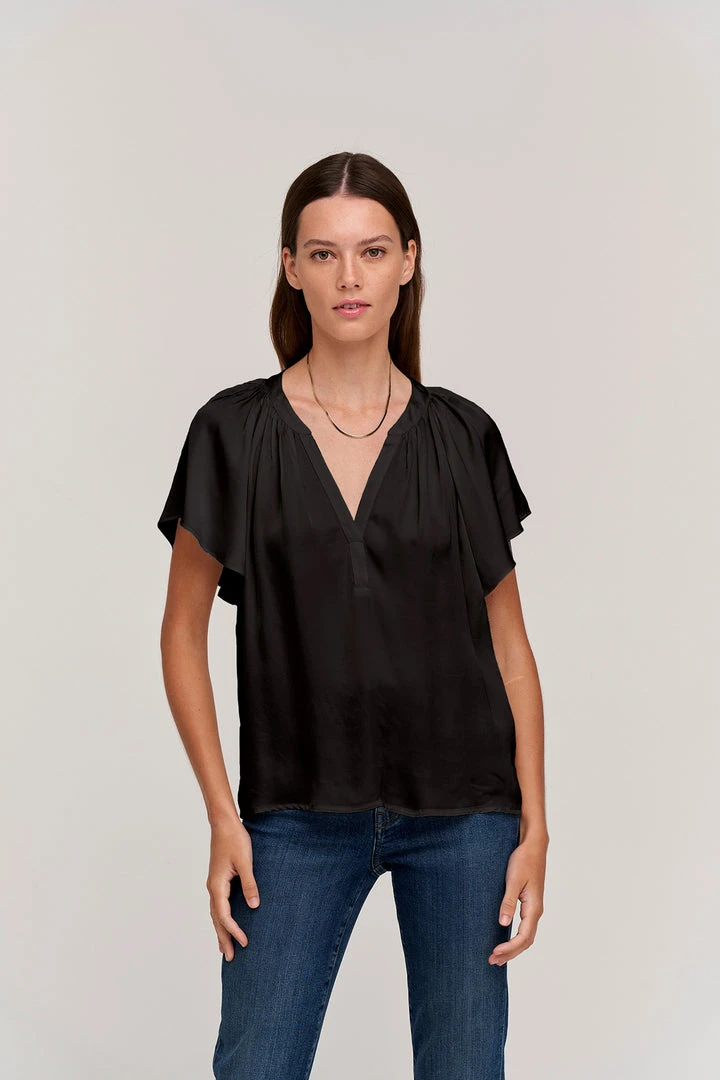 Velvet By Graham & Spencer LORENA V-NECK BLOUSE Womens 7 Velvet By Graham & Spencer LORENA V-NECK BLOUSE Womens