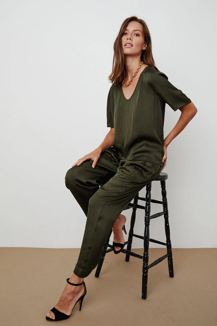 Velvet By Graham & Spencer HILLARY SATIN VISCOSE PLEATED PANT 3 Velvet By Graham & Spencer HILLARY SATIN VISCOSE PLEATED PANT