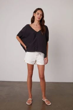 Velvet By Graham & Spencer ALINN BOXY V-NECK TOP 14 Velvet By Graham & Spencer ALINN BOXY V-NECK TOP